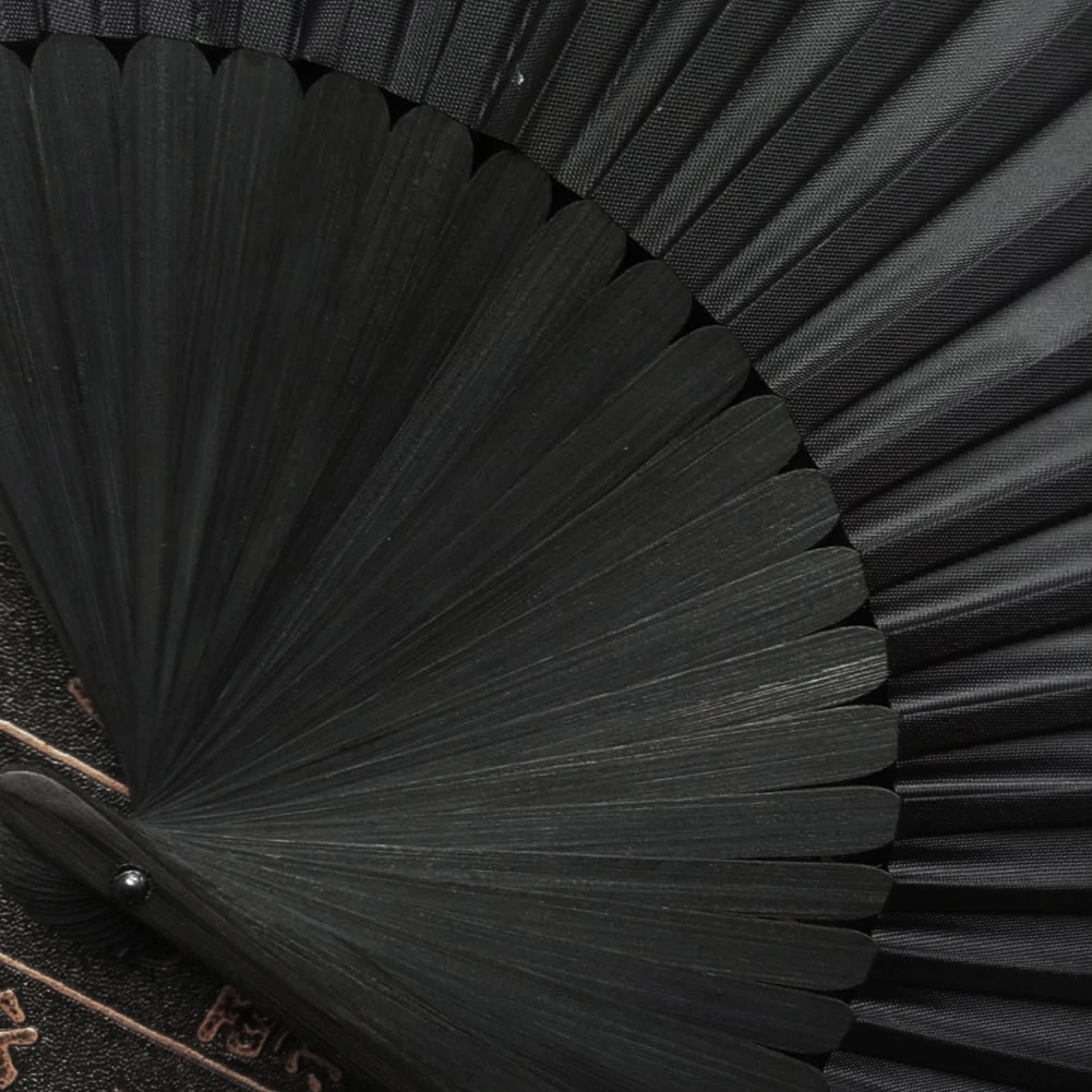 

2PCS Large Black Folding Silk Hand Fan Hand Folding Fans Chinese Thickened Folding Fan for Men LC