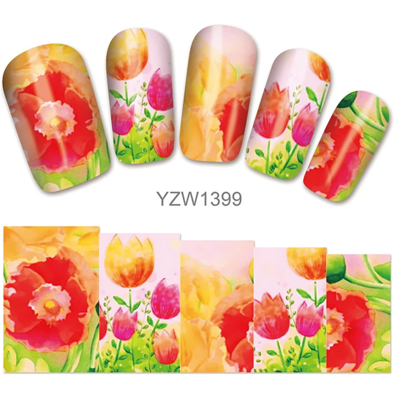 GAM-BELLE 1 шт наклейки на ногти цветок бабочка Роза переводные для нейл-арта набор