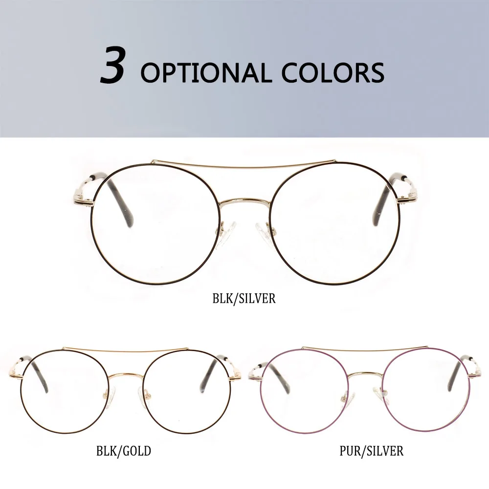 Двойная мостиковая круглая металлическая оправа винтажная для очков мужчин и