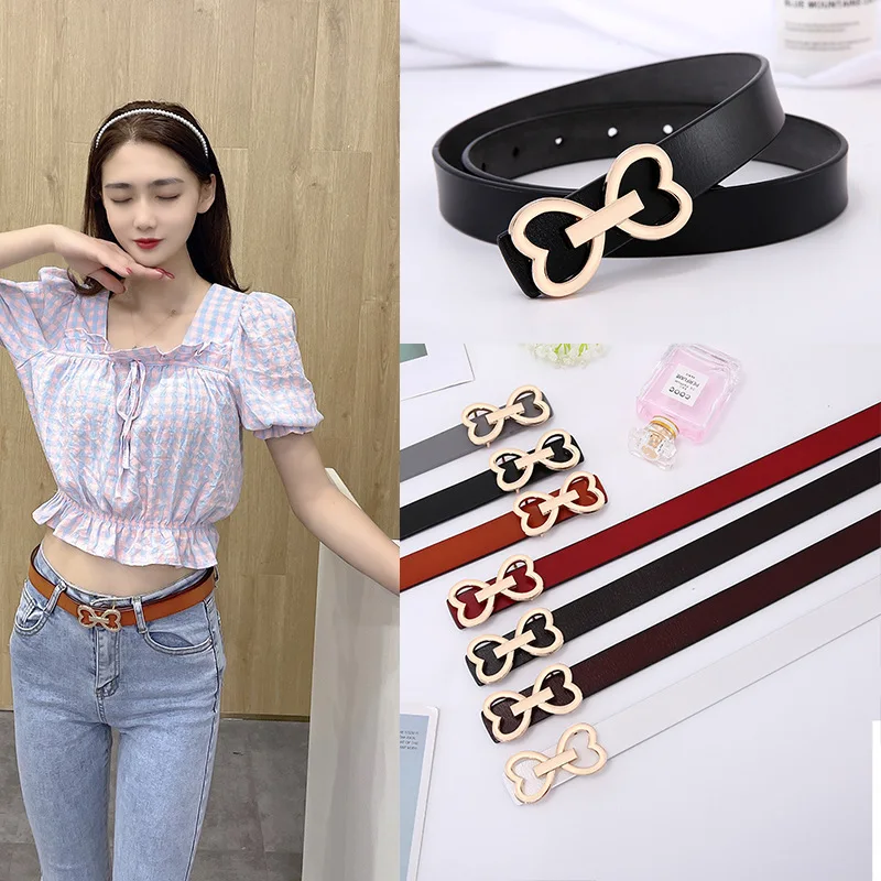 

2021 New Women's Heart-Shaped Retro Smooth Buckle Belt Korean Casual Leather Belt Female Fashion Belt Women's Belt