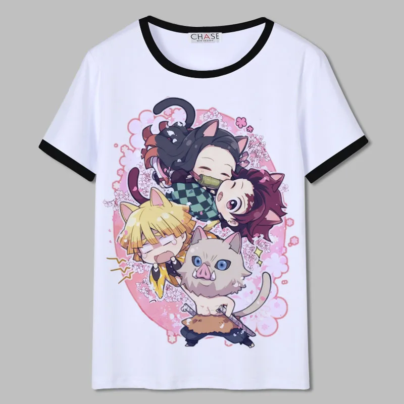 

Kimetsu no Yaiba, футболка с рассекающим демонов, Kamado Tanjirou Nezuko, хлопковая Повседневная футболка, футболка