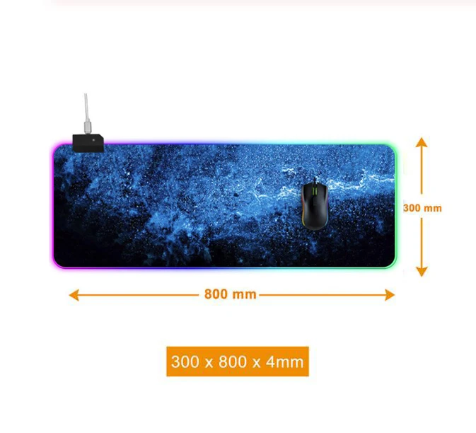 Светодиодный светильник ing игровой коврик для мыши RGB негабаритный светящийся USB СВЕТОДИОДНЫЙ светильник Расширенная подсветка клавиатура PU нескользящий коврик-одеяло светильник - Цвет: 800x300x4mm Size