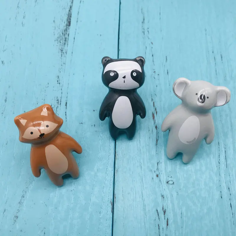 1 шт. ручка с мультипликационным животным керамическим рисунком Panda Fox изображения детские шкафы с ручками домашние ящики Декор Мебель Оборудование