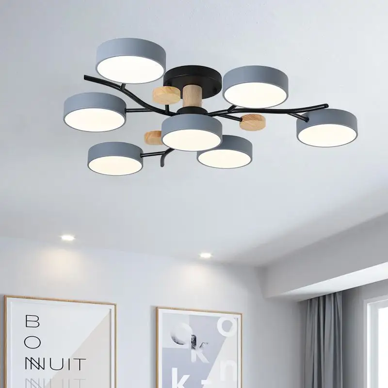 Modern creative painted 220V led lights tri-color dimming ceiling fixture for living room bedroom restaurant hotel hall factory