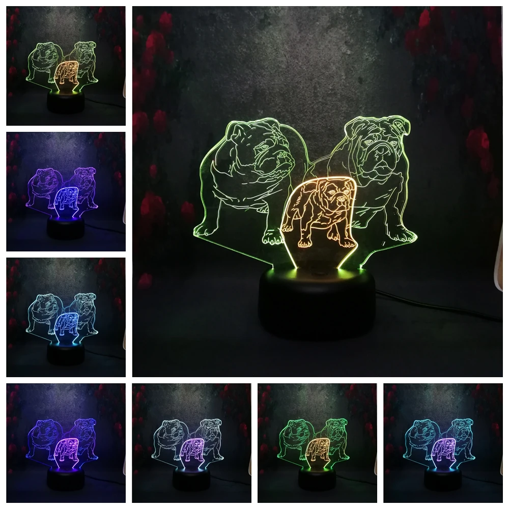 Иллюзия визуальный светодиодный 3D стерео настольная лампа собака Pooch семейная