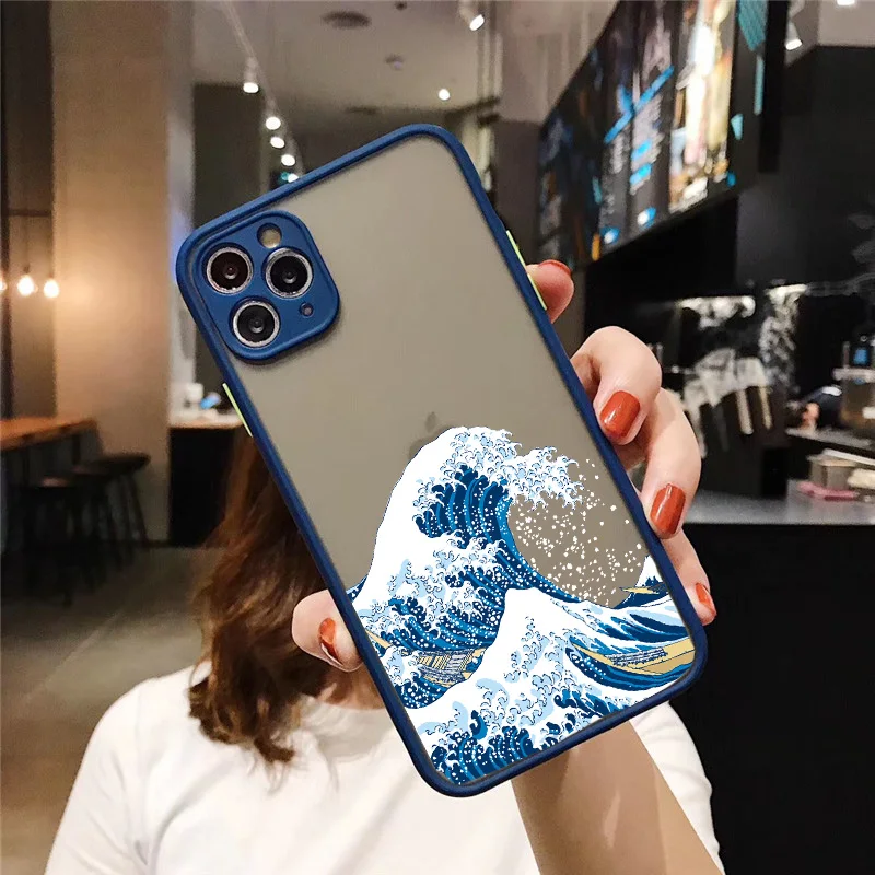 Blue Wave Phone Case For Coque iphone 14 12 11 13 Pro Max 7 8 6s Plus surf ocean Cover For Funda iphone X XR XS Max SE2020 black