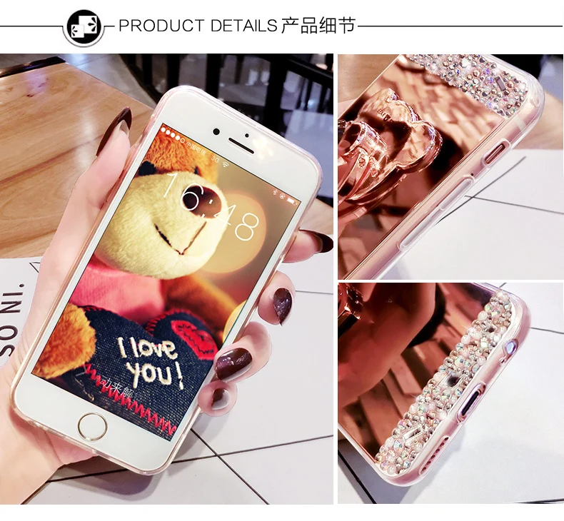 Кристальный чехол для телефона для iPhone 11 Pro Max, Роскошный чехол с бриллиантами для iPhone 7, 8, 6, 6s Plus, стразы, зеркальный чехол для iPhone XS, XR, Xs, Max