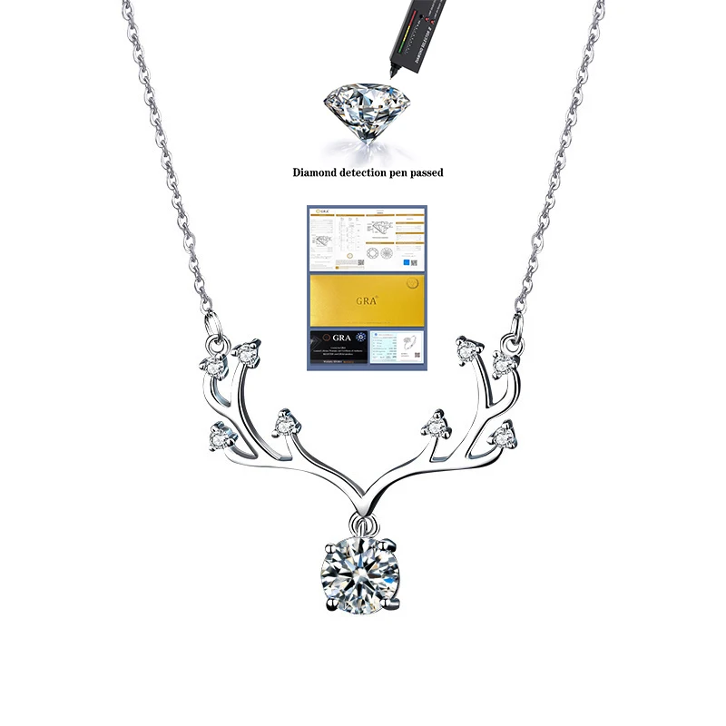 

1.0ct 6.5mm VVS1 DEF Round Cut silver Moissanite Pendant With silver Chain Necklace For Women in Fine Jewelry