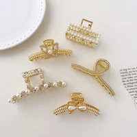 2022 fashion new luxury hairpins crystal inlay pearl metal alloy crab hair claw clips accessories for women girls bobby pin