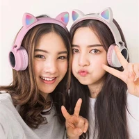 popular led cat ear noise reduction headset bluetooth fashion childrens adult headset supports plug with microphone wireless