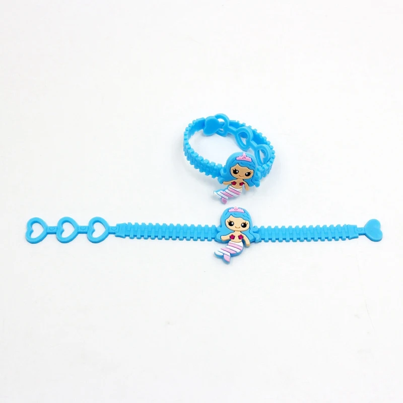 Mermaid 2 10pcs 10 шт. мультяшный детский подарок на день рождения маленький игрушечный браслет Русалка Единорог ПВХ браслет кольцо детский подарок для душа Вечерние - Цвет: Mermaid 2 10pcs