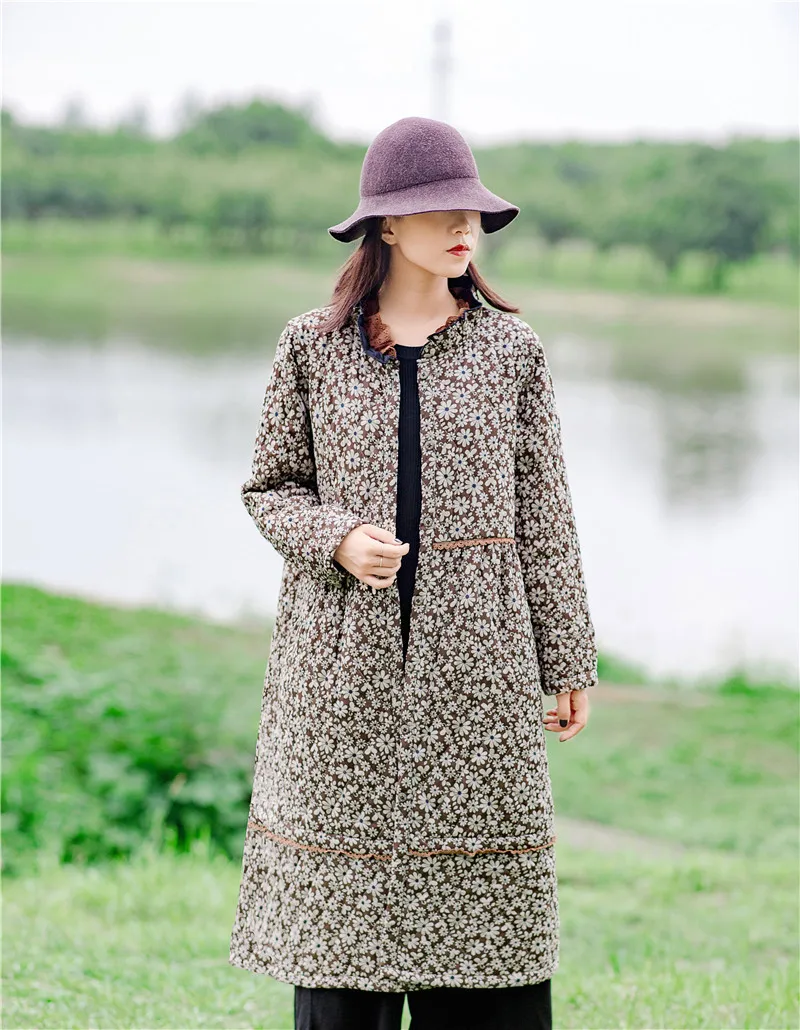 Платье с длинными рукавами в национальном стиле сезон осень зима Новинка