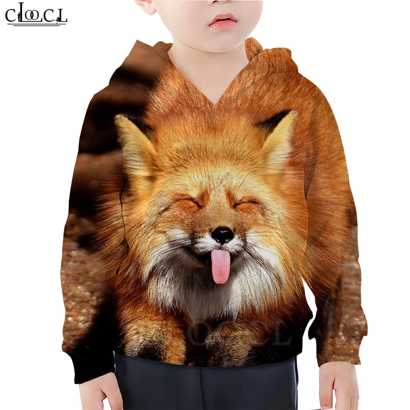 Толстовки для всей семьи с забавными рисунками животных и лисы Детская толстовка