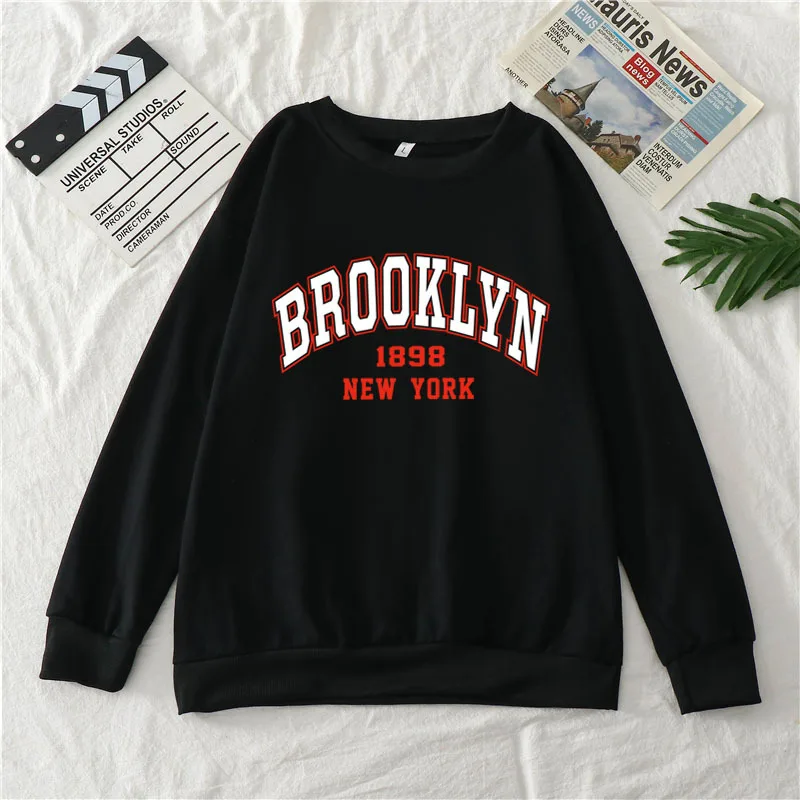 

Fashion BROOKLYN 1898 NEW YORK Hoodie Women's All-match Casual Y2k Sweatshirt Unisex Punk Oversized BROOKLYN Top