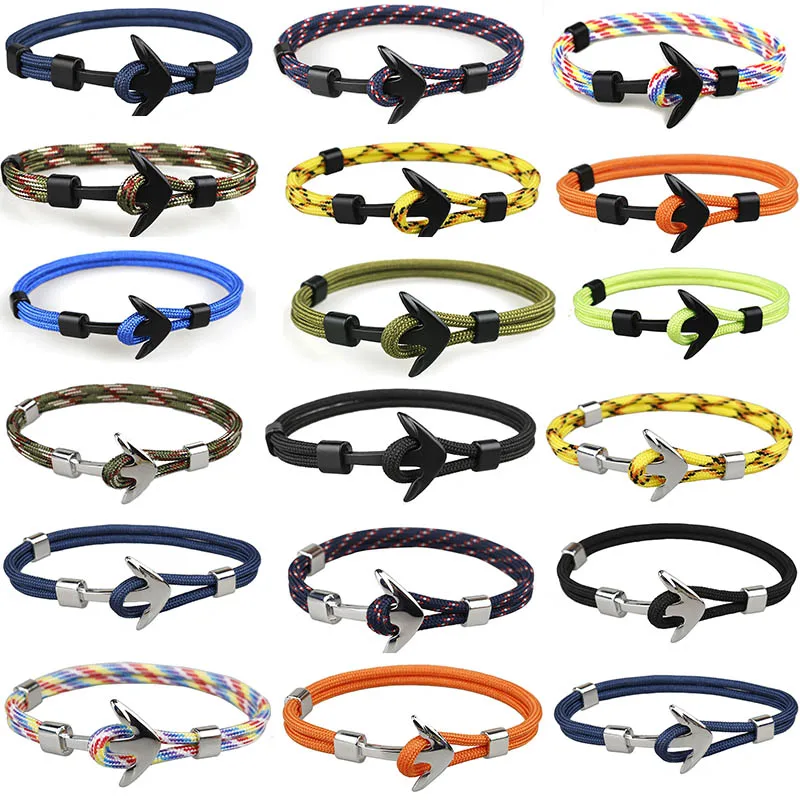 Серебряный темно-синий якорь цепочка-браслет в виде веревки ожерелье браслет для