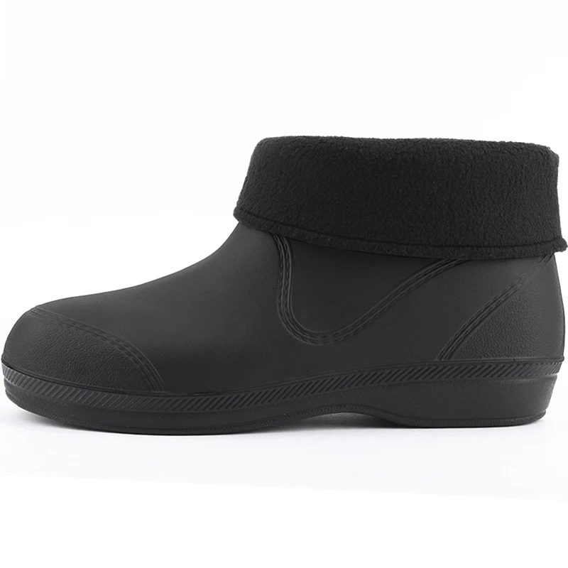 Rain Boots Women Rubber Anti-skid Ankle Shoes Slip On Round Toe Waterproof Snow Boots Female Lightweight Warm Winter Footwear