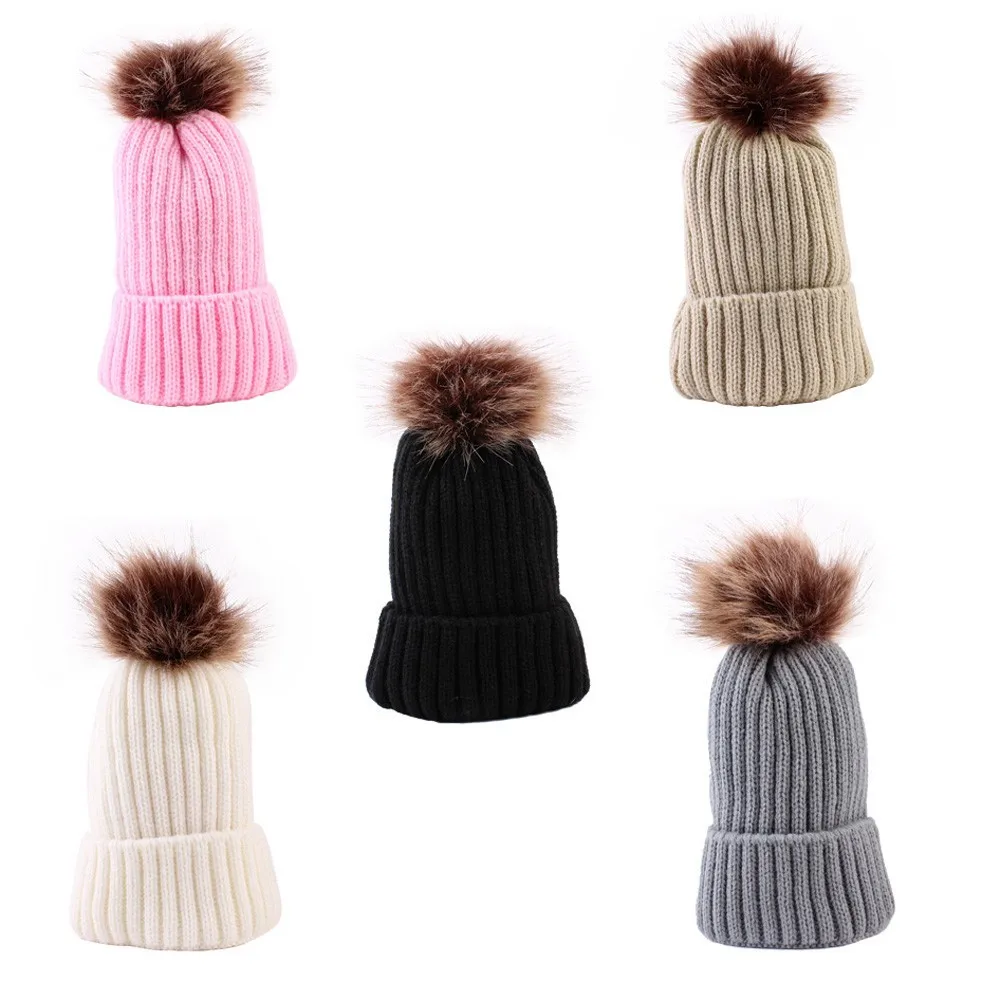 Newborn Hat Cute Baby Boys Girls Winter Keep Warn Cap Kids Hats Knitted Wool Hemming Fit For 0-36 Months Caps L3 | Детская одежда и