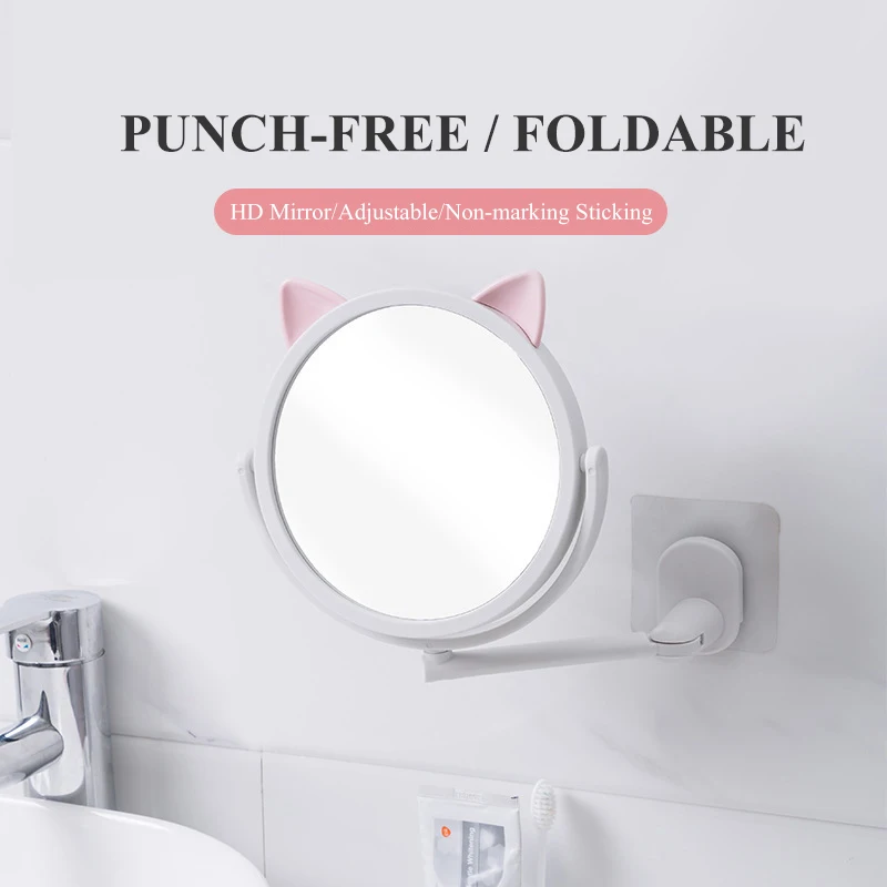 Зеркало для макияжа HD милые гибкие зеркала в виде головы кошки настенные