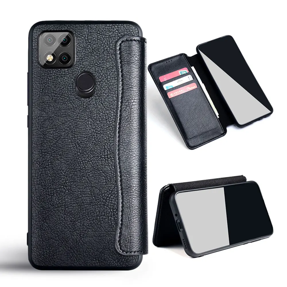 Кожаный чехол для Xiaomi Redmi 9C Nfc деловой без магнитного слота карты флип-чехол coque |