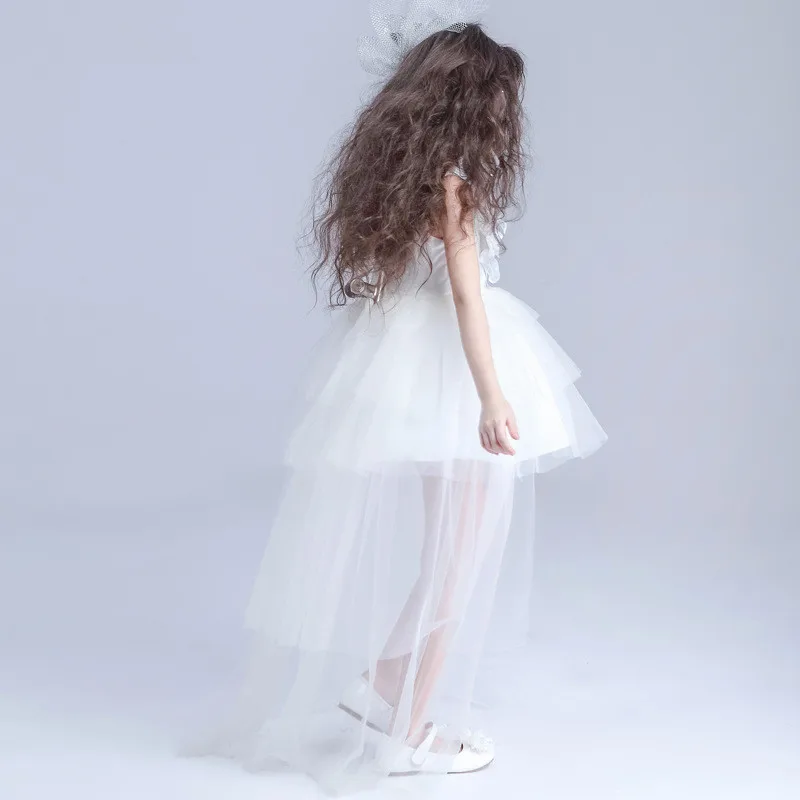 2020 Sweet Pincess Champagne Girl Dress Kids Girls Vestidos Summer Children Clothes For 3 4 6 8 10 12 14 Years Old AKF164089 | Детская