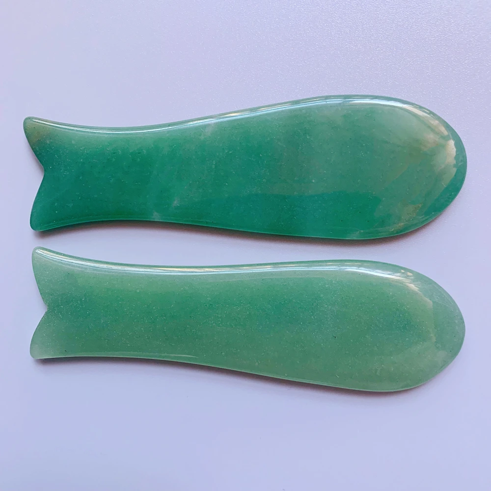 Массажер гуаша для лица камень из нефрита в форме рыбы инструмент массажа ручной