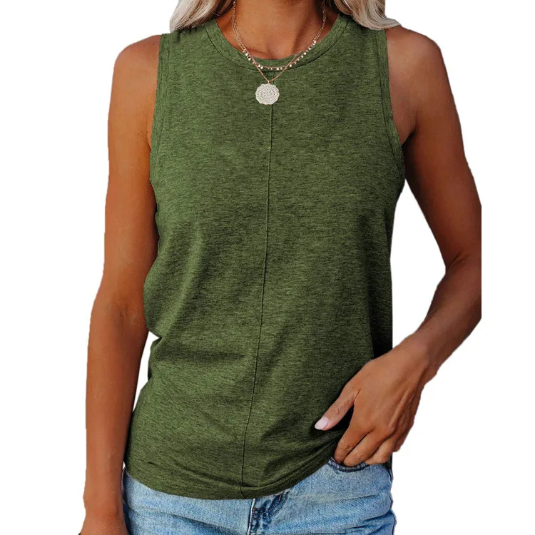 

2021 Popular Solid Top Round Neck Loose Vest Plus Size S-5xl Hip-hop Style