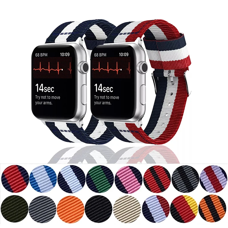 

Strap for Apple Watch 6, 5, 4, 3, 2, 1, SE, 42mm, 38mm, 40MM, 44MM Breathable Nylon Strap for iWatch Series Accessories
