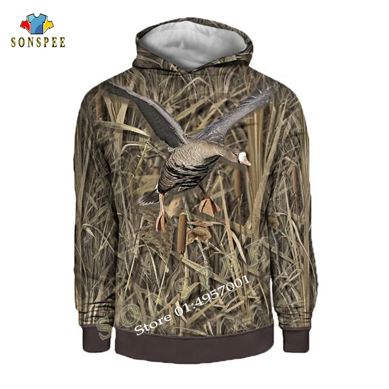 Hunting Camo Wild Duck 3D Print Hooded Sweatshirts Unisex Fashion Casual Streetwear Long Sleeve Hoody Shirts Hip Hop Men Hoodies