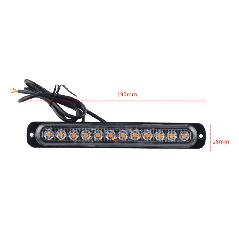 4x12LED Янтарный Белый стробоскоп свет грузовик опасности вспышка маяка предупреждающий аварийный свет 12-24 В