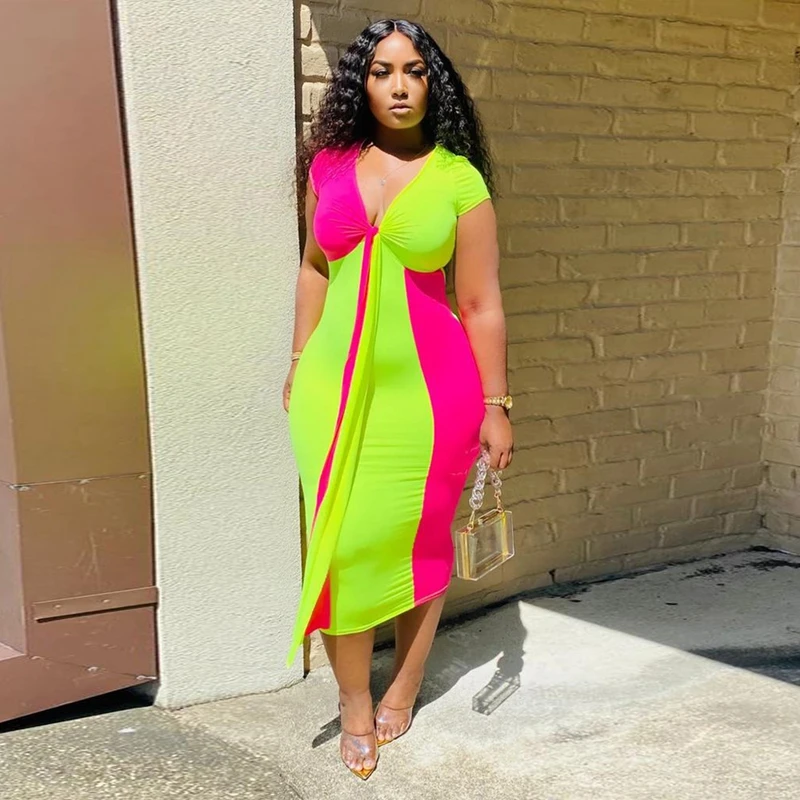 Лоскутным шитьём Цвет Для летних вечеринок платье для женщин одежда 2021 топ с