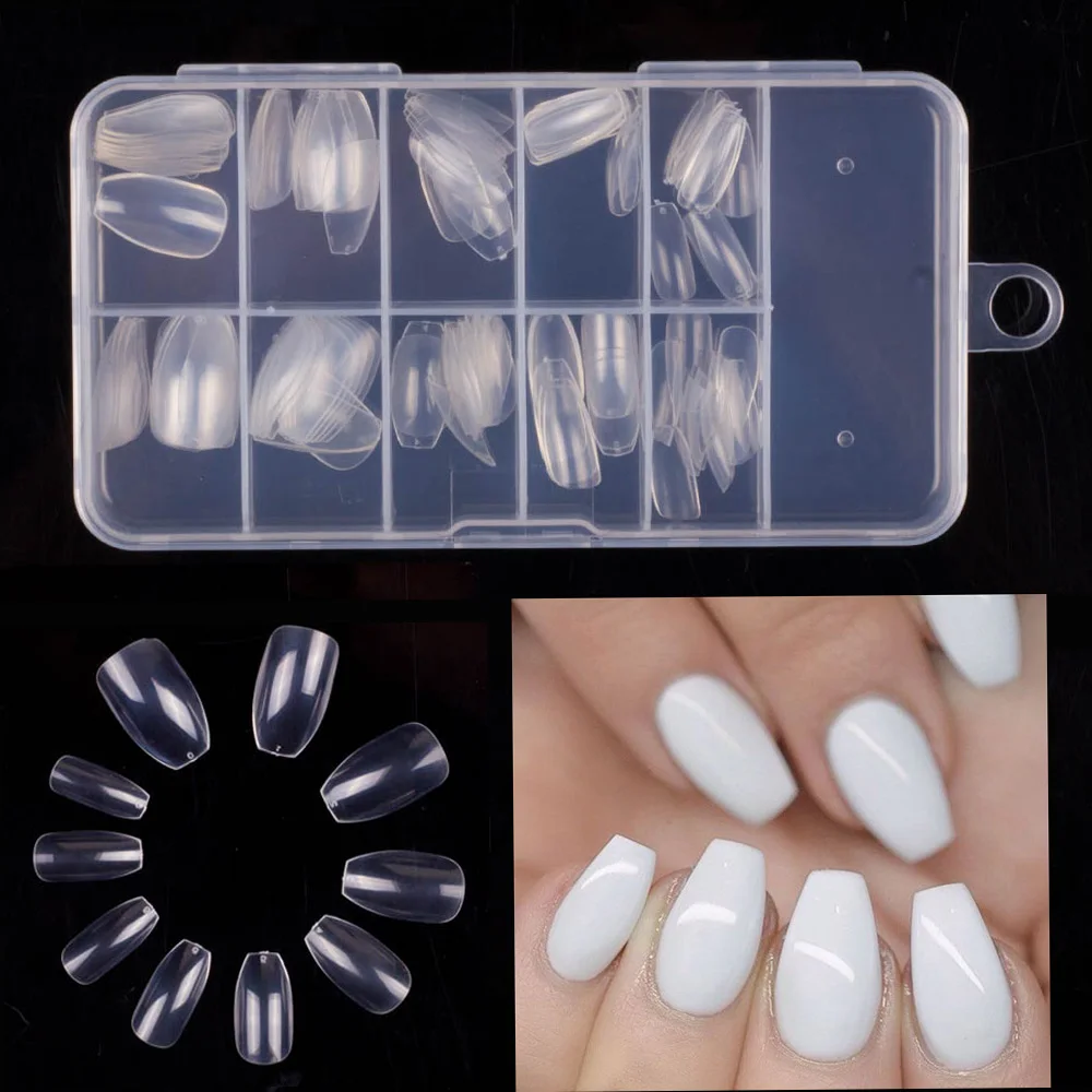 100 шт./коркор. короткий гроб накладные ногти с полным покрытием балерины Сделай