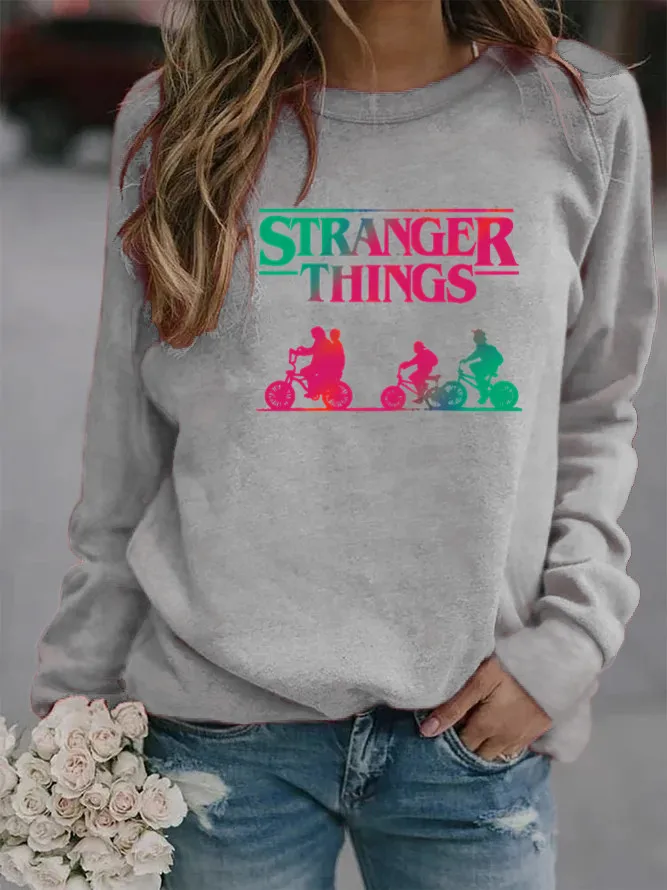 

Stranger Things Printed Hoodies Women Fleece Long Sleeve O Neck Loose Sweatshirt Girls Women Hoodie Pullovers Winter