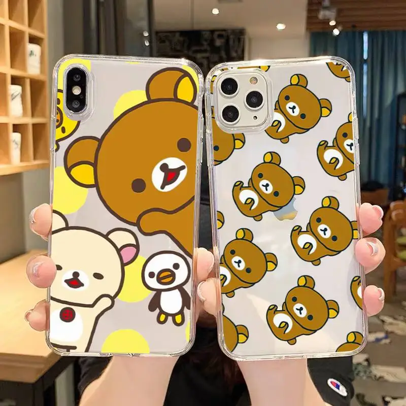 Милый чехол Rilakkumas для телефона iPhone 11 12 Mini 13 Pro XS Max X 8 7 6s Plus 5 SE XR прозрачный |