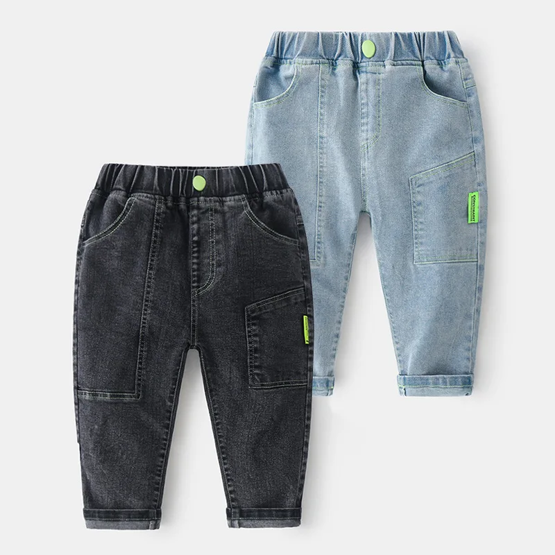 Черные синие джинсовые брюки для мальчиков осенние детские в Корейском стиле