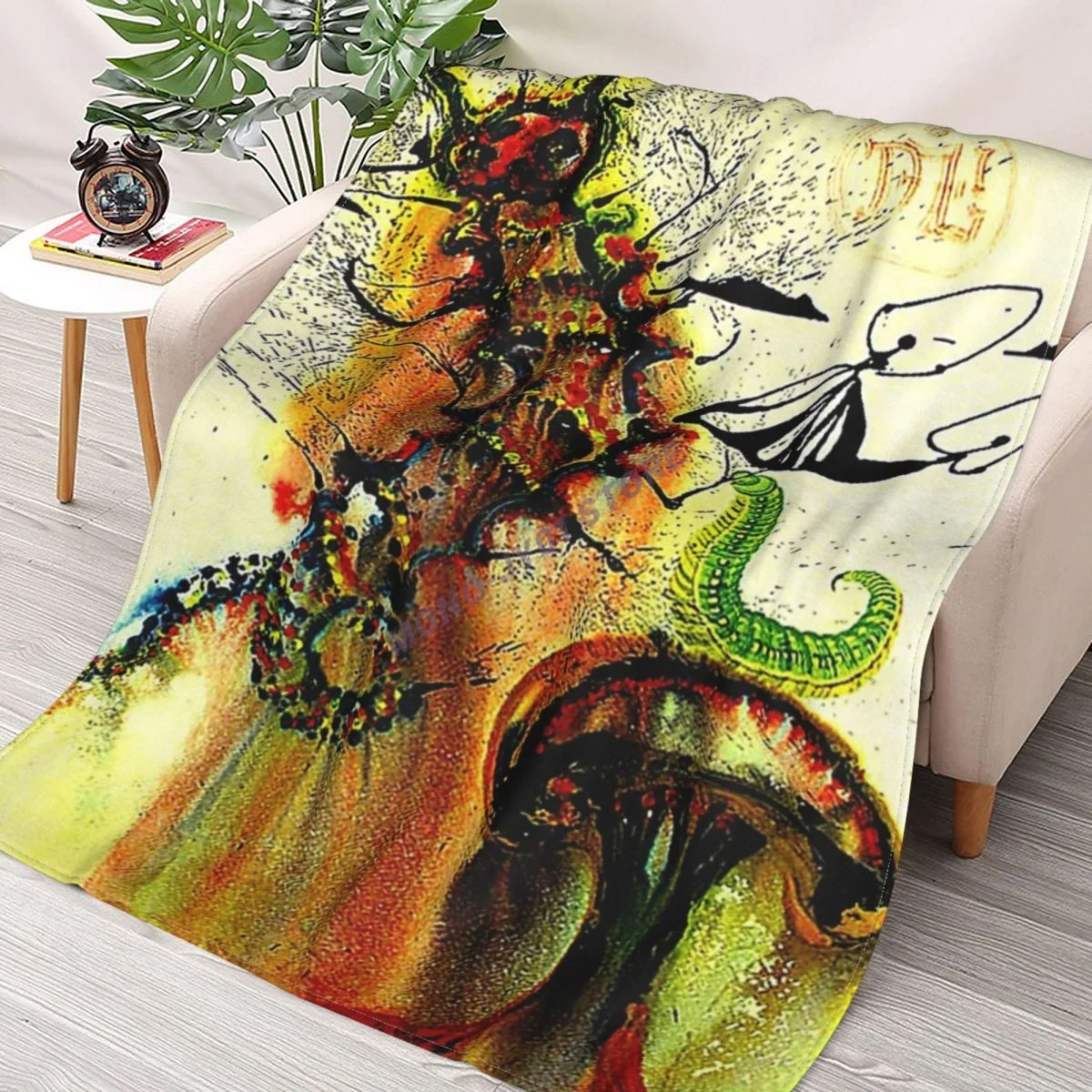 

ALICE IN WONDERLAND Vintage 1969 Caterpillar Print Throw Blanket Sherpa Blanket cover Bedding soft Blankets