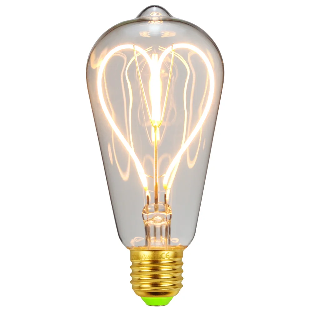 TIANFAN винтажная Светодиодная лампа Эдисона ST64 с сердечками и 4 Вт регулируемой