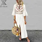 Женское винтажное платье с расклешенным рукавом Z-zoux, черное, белое, розовое богемное платье с V-образным вырезом и вышивкой, новинка 2020