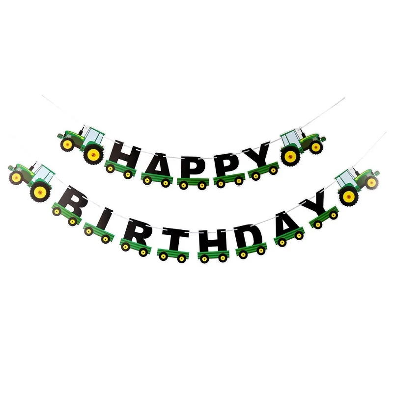 cartoon car banner 3 6pcs Construction Theme Birthday Party Disposable Party Tableware for boys Birthday Decoration Cartoon Car Party Balloons Plates - Цвет: cartoon car banner 3