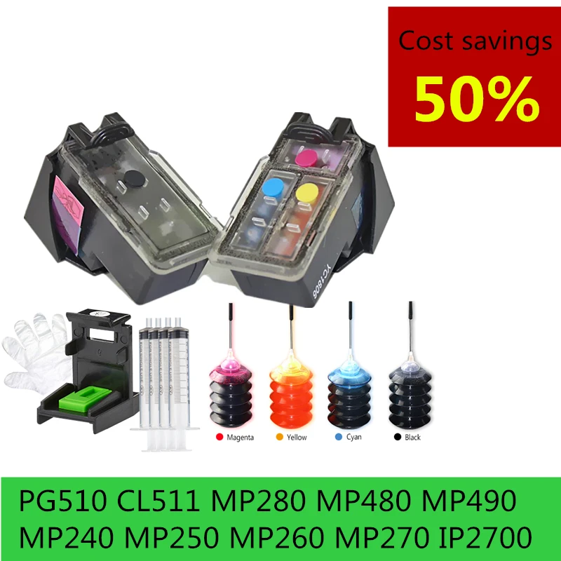 PG510 CL511 многоразовый картридж PG 510 CL 511 совместимый для Canon IP2700 MP240 MP250 MP260 MP270 MP280 MP480
