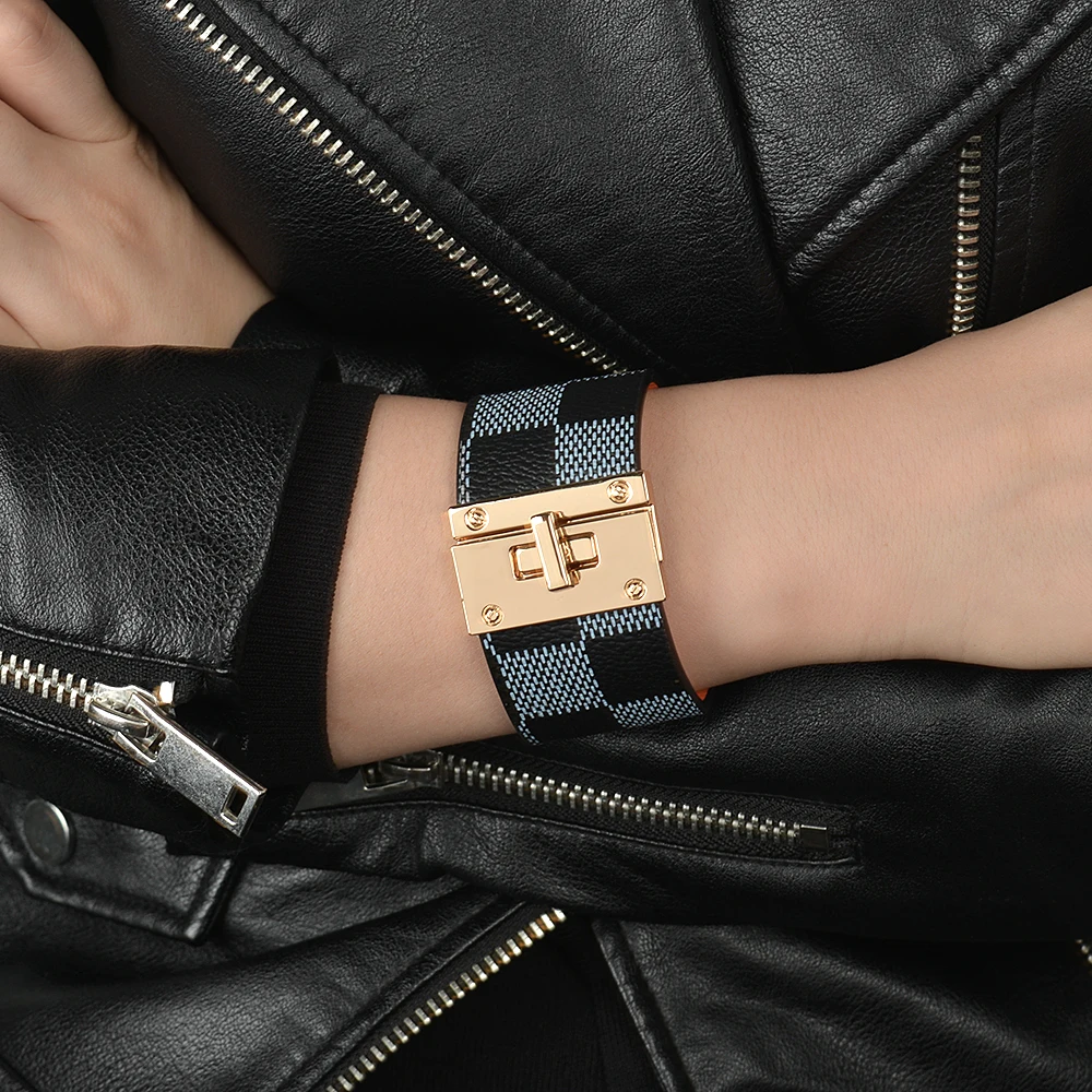 Модный шахматный браслет из воловьей кожи для мужчин браслеты женщин ювелирные