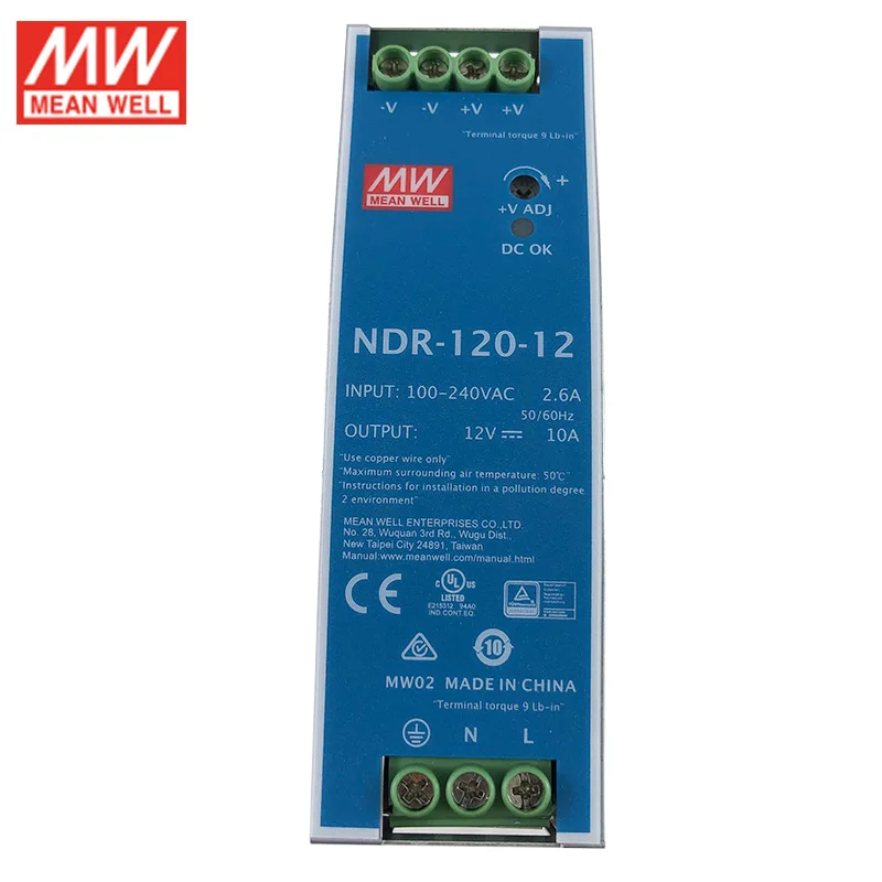 MEAN WELL NDR 120 12 Вт в DIN рейка импульсный источник питания 110 В/220 В переменного тока