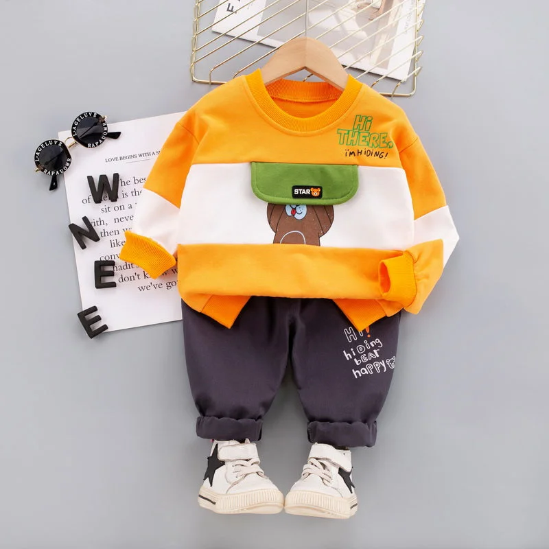 

Baby Boys Autumn Cotton Children Clothes Cartoon Patchwork Top Pants 2pcs/sets Infant Out Kids Fashion Toddler Casual Tracksuits
