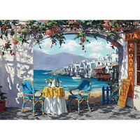 gatyztory frameless outdoor afternoon tea diy painting by numbers landscape acrylic paint by numbers wall art picture home decor