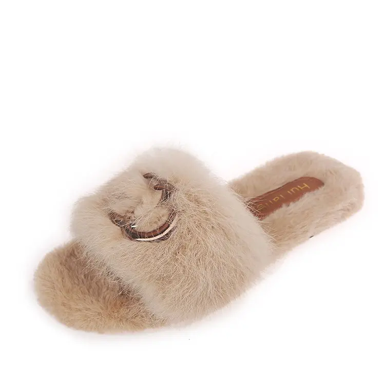 

women shoes Home Slippers Winter Warm Shoes Woman Slip on Flats Slides Female Faux Fur Slippers 35-40 wholesale femmes Slippers
