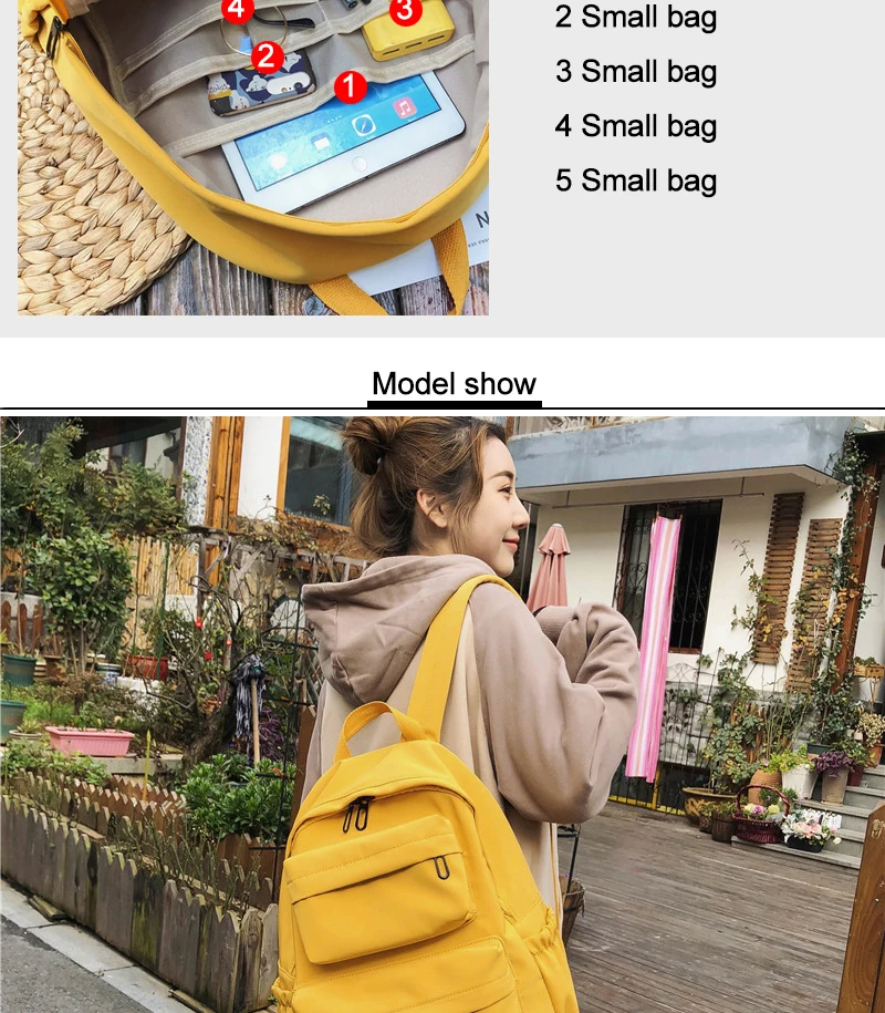 New Teenager Girls Waterproof Nylon Backpacks SchoolBag for Women Multi Pockets Travel Backpack Female School Bag Mochilas