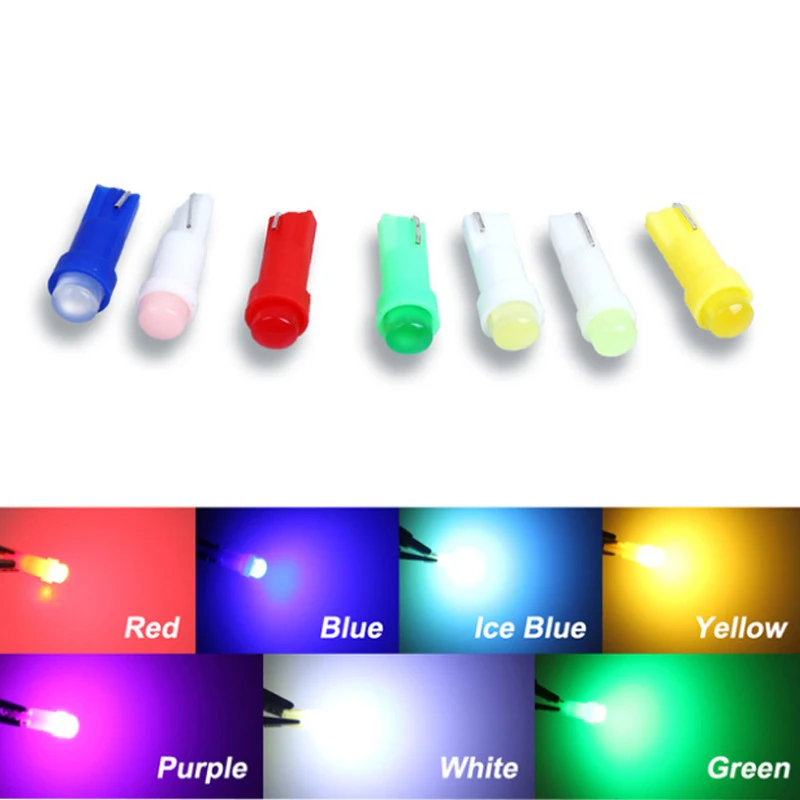 50 шт. светодиодный индикатор T5 1SMD COB приборная лампа приборная панель предупреждающий индикатор лампочка автомобильный интерьерный светильник Автомобильная капот лампочка пластиковый абажур