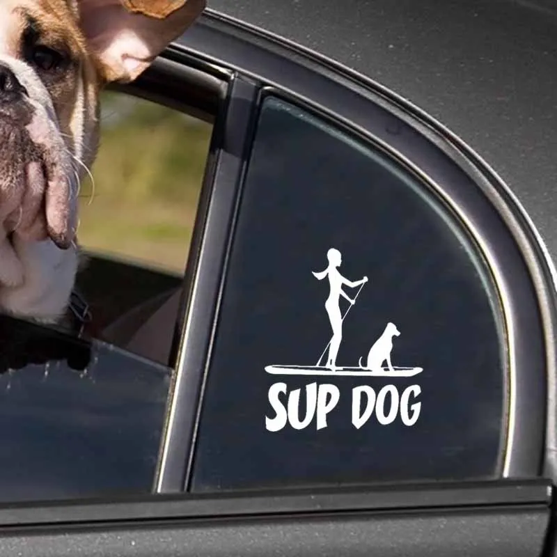 15x12см наклейка SUP DOG для автомобиля в стиле моды из ПВХ на заднее стекло автомобиля с водонепроницаемой декоративной наклейкой.