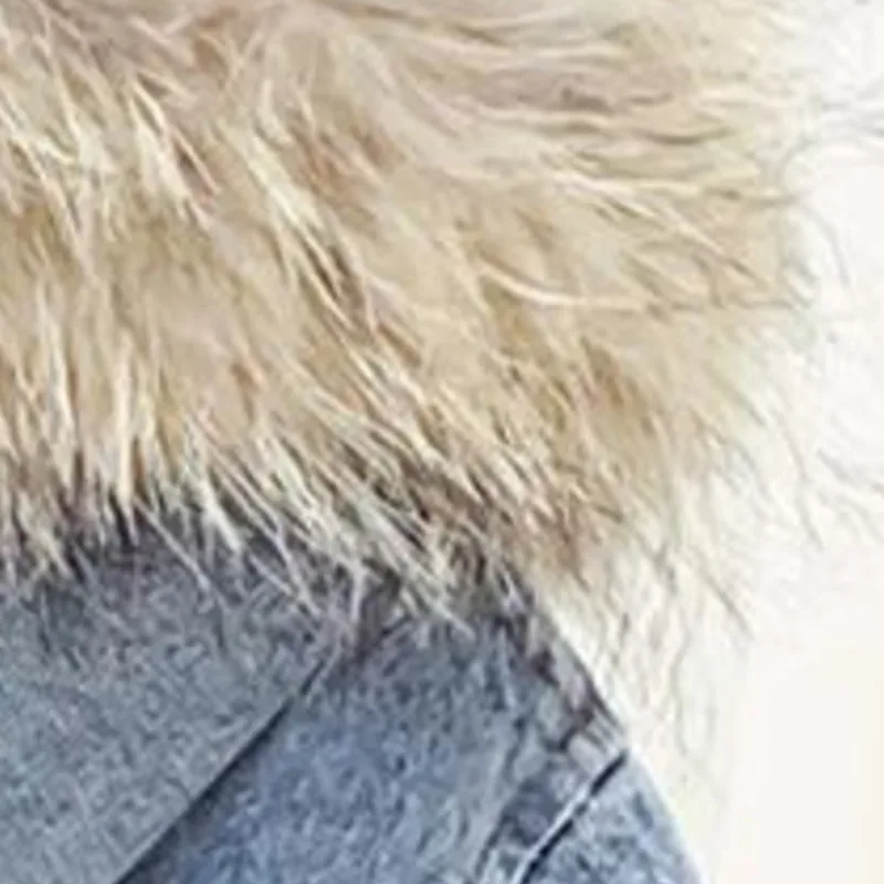 

2021 Girls Thickened Denim Long Jacket For Coat Girls Kids Clothes Wool Blend Children Clothing Fleece Winter Suit Outerwear