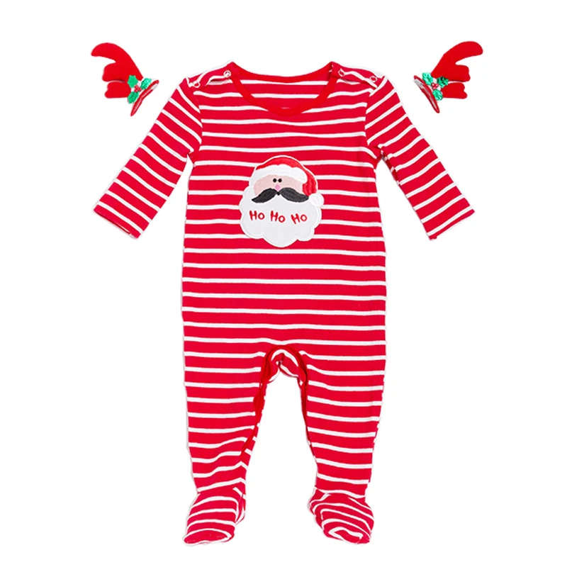 Рождественская Одежда для новорожденных 2019 яркий 100% хлопок детская одежда с