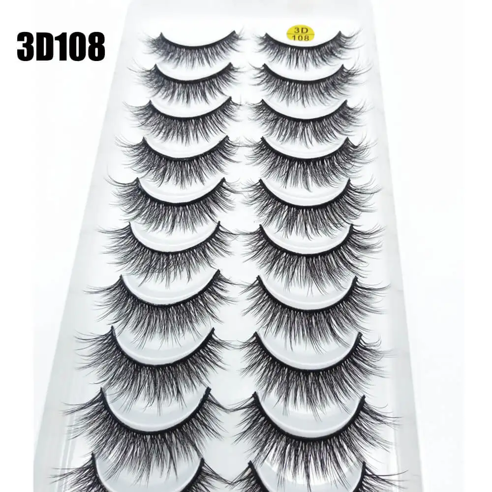 3D108 1/10 пар 3D Искусственные норковые ресницы толстые пушистые натуральные длинные накладные ресницы драматические накладные ресницы для макияжа - Цвет: 3D108